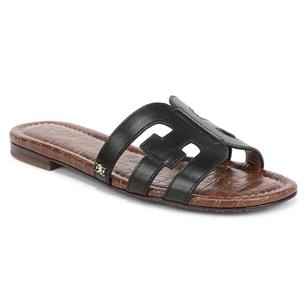 Bay Slide in Black Leather