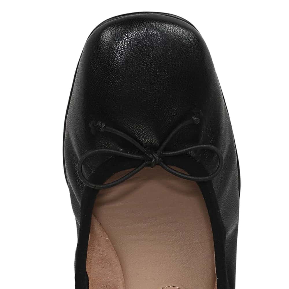 Belle Ballet Flat in Black Leather