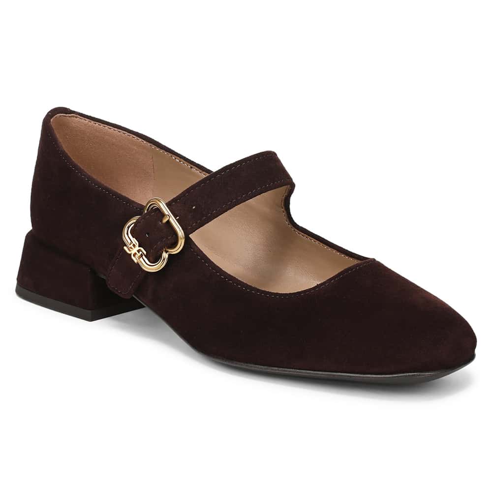 Betsey Heel in Cafe Noir Suede