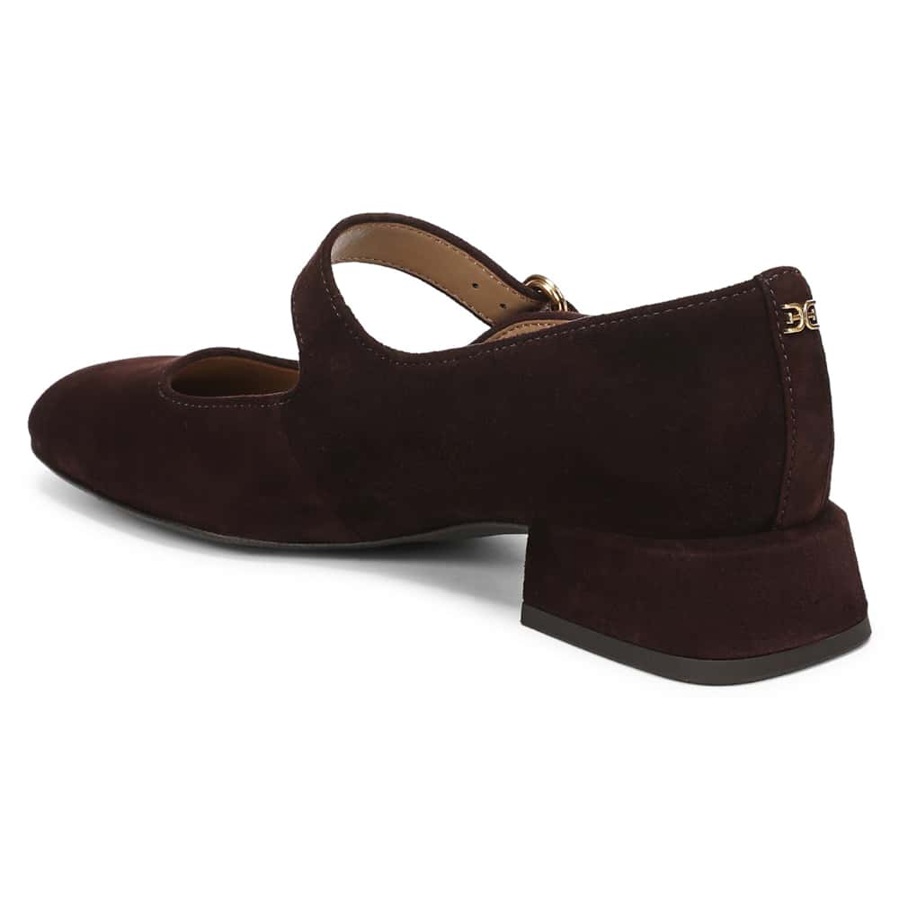 Betsey Heel in Cafe Noir Suede