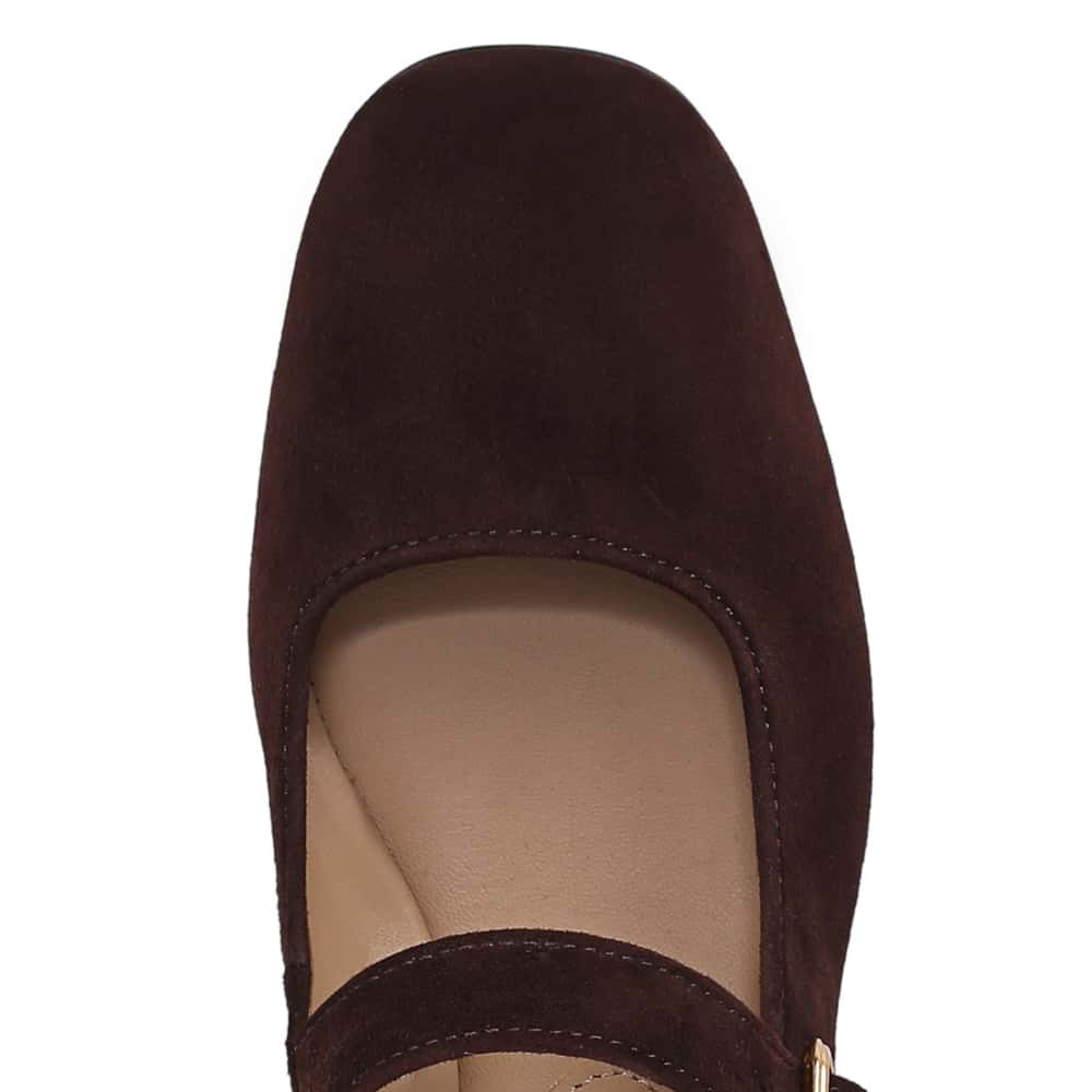 Betsey Heel in Cafe Noir Suede