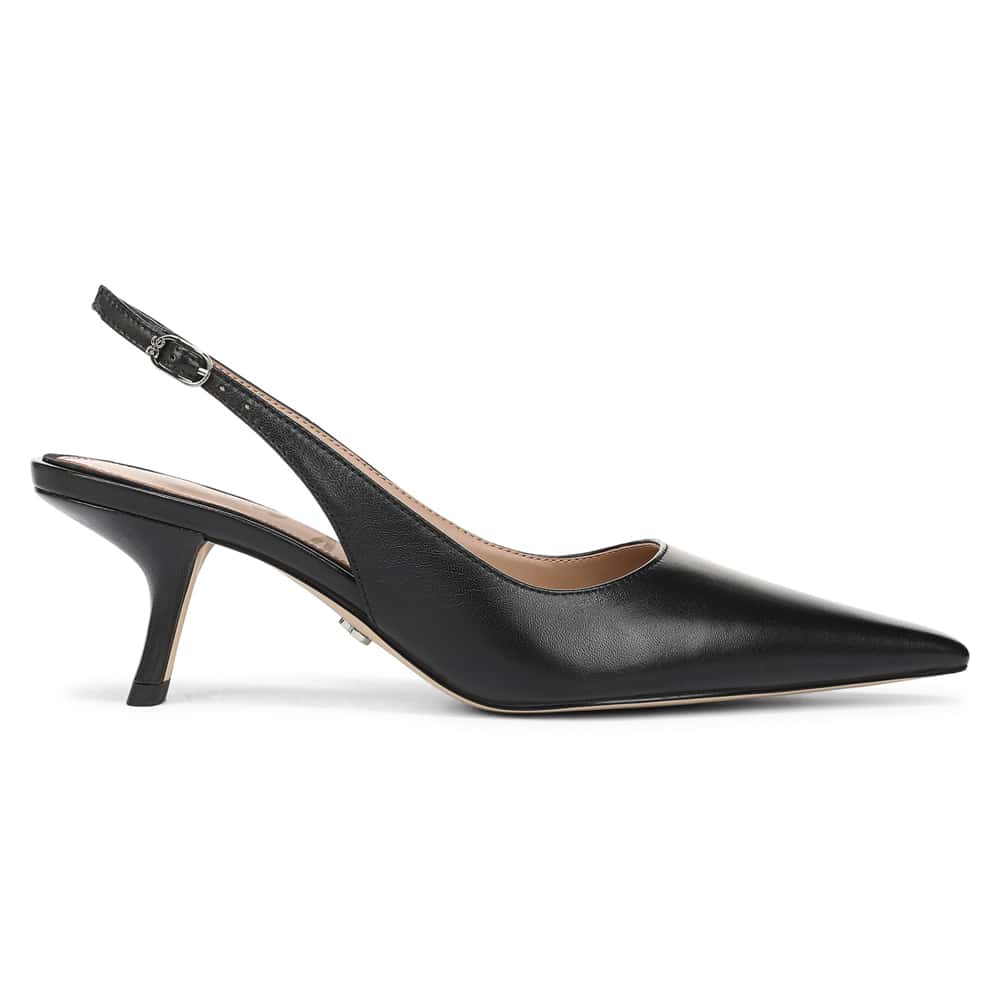 Bianka Sling Heel in Black Leather