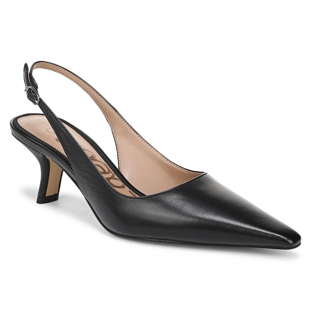 Bianka Sling Heel in Black Leather