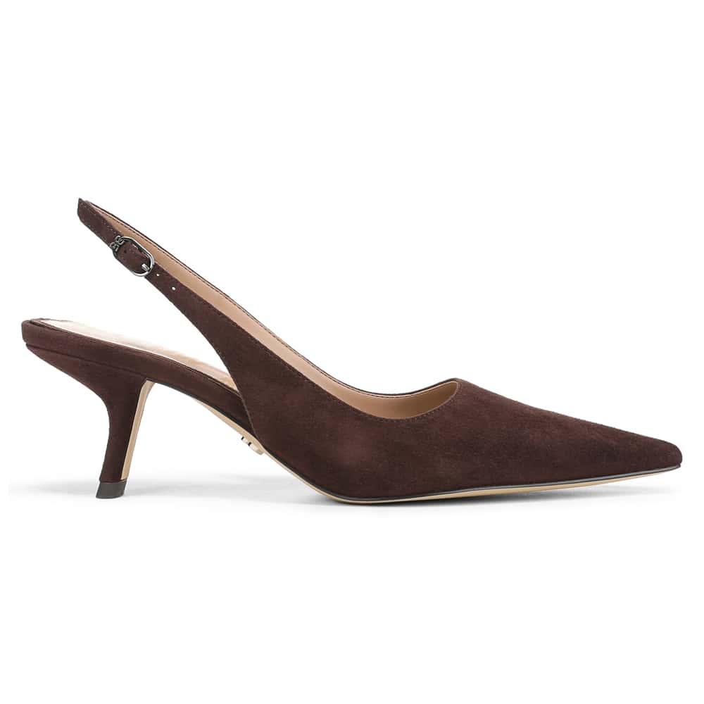 Bianka Sling Heel in CafÉ Noir Suede Suede