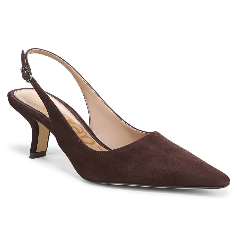 Bianka Sling Heel in CafÉ Noir Suede Suede