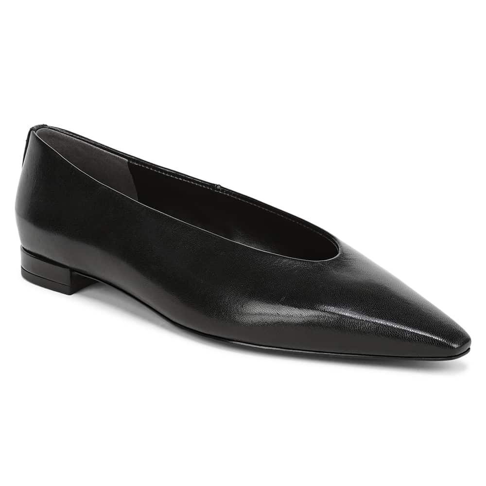 Emory Ballet Flat in Black Leather