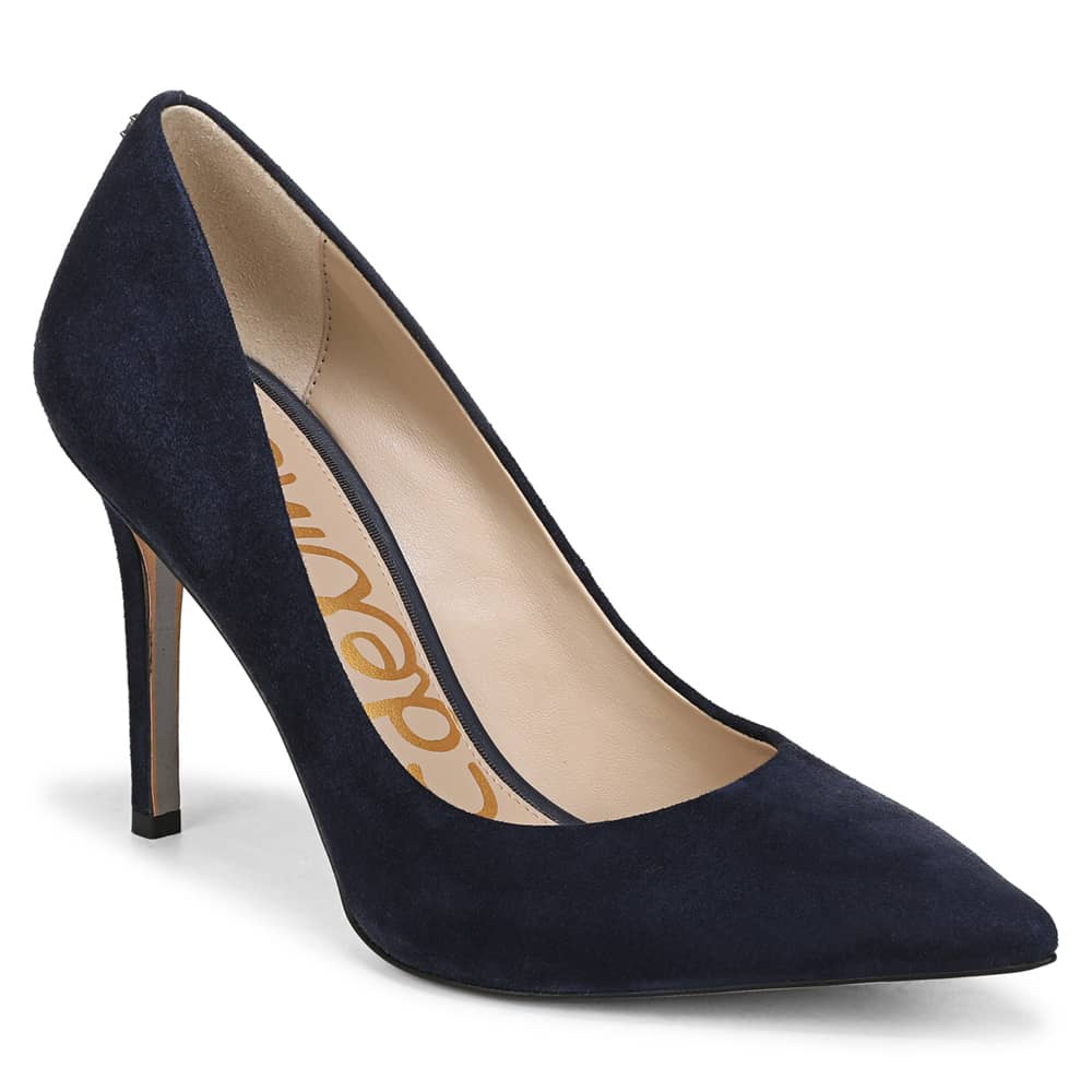 Hazel Heel in Baltic Navy Suede Leather