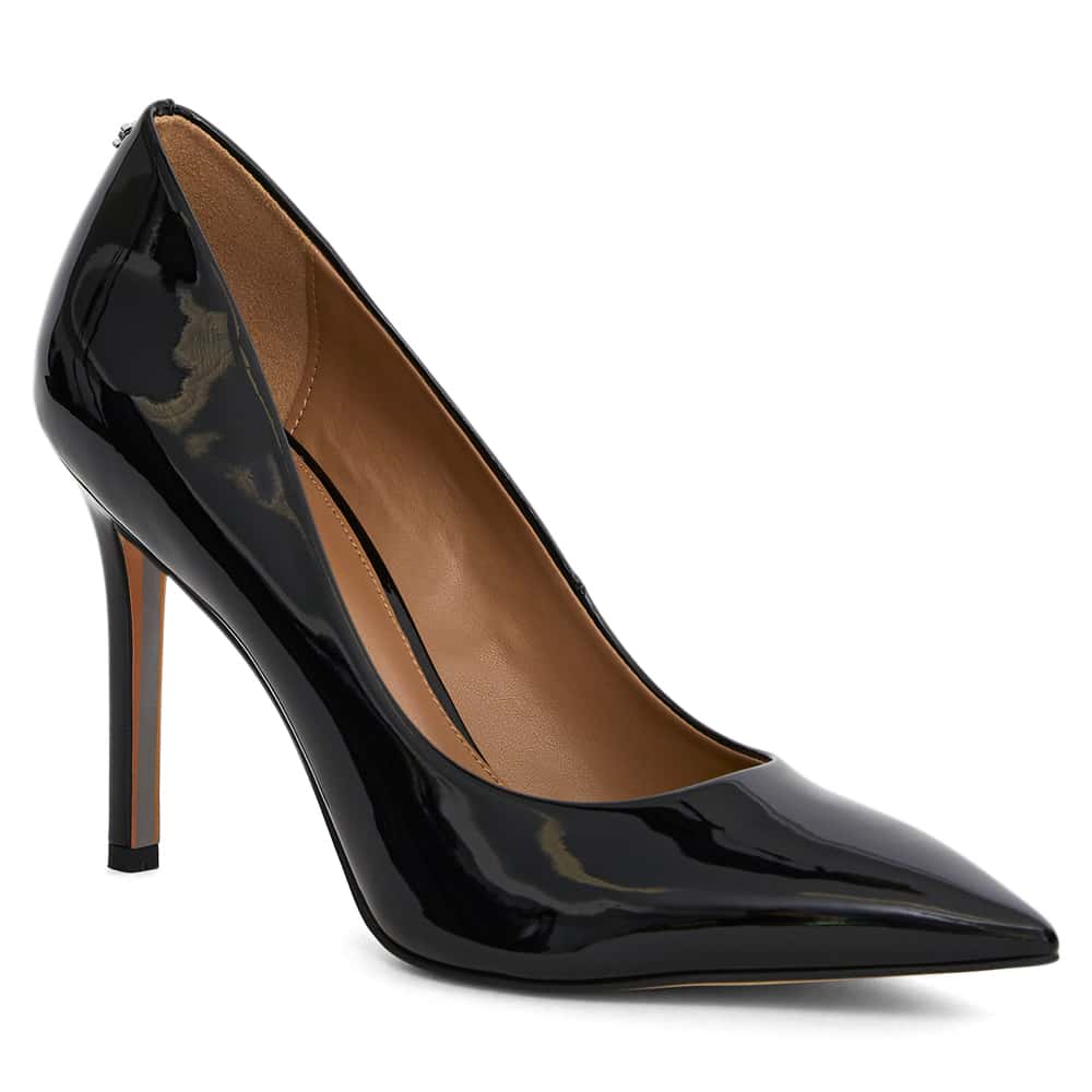Hazel Heel in Black Patent