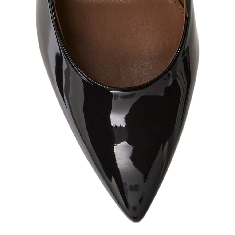 Hazel Heel in Black Patent