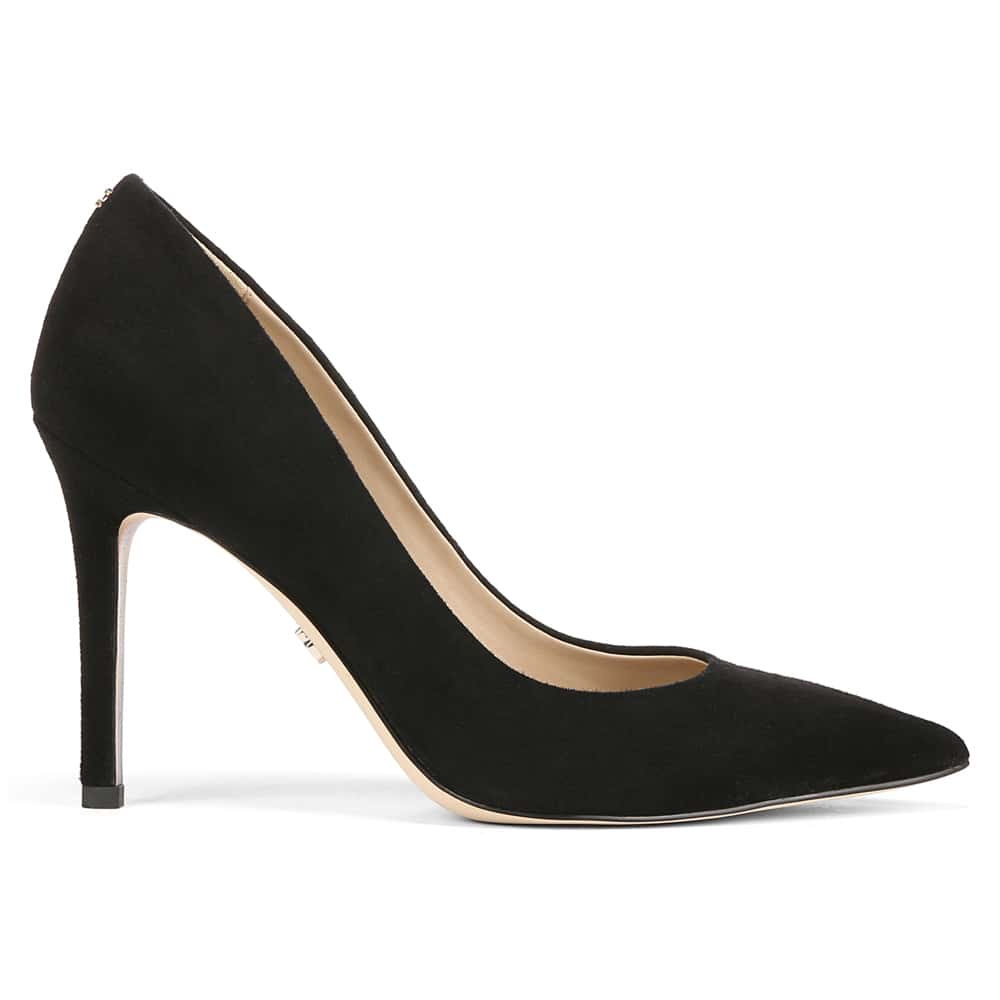 Hazel Heel in Black Suede