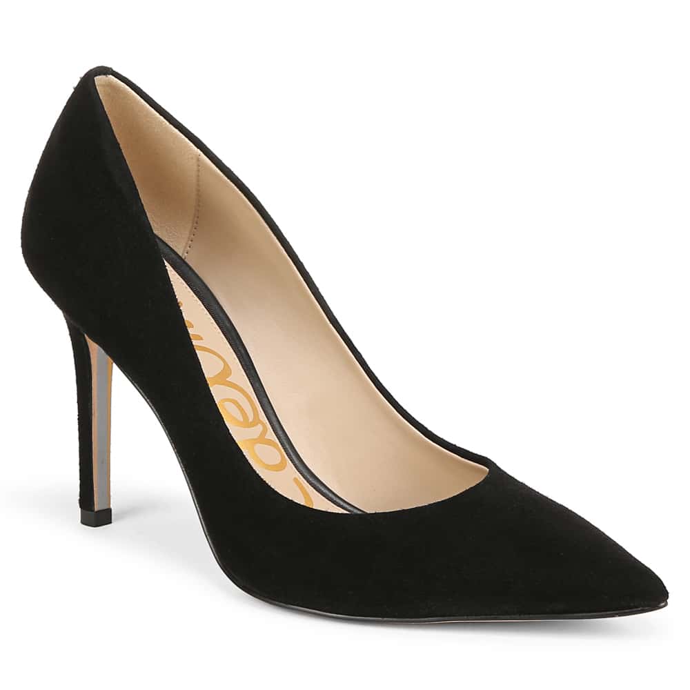 Hazel Heel in Black Suede