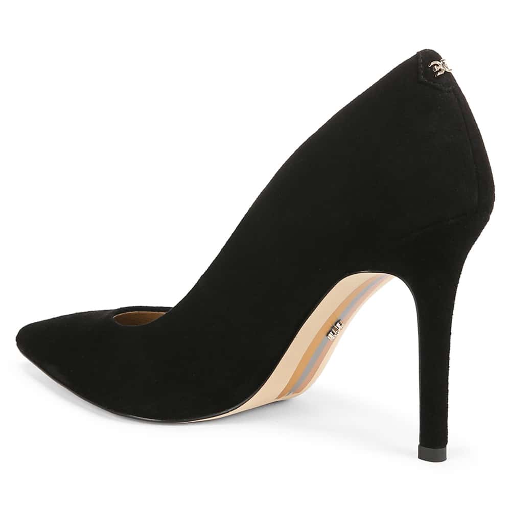 Hazel Heel in Black Suede