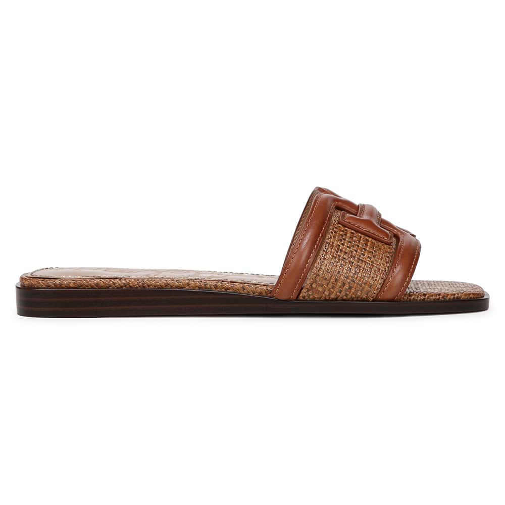 Irina Slide in Rich Cognac/cuoio Leather