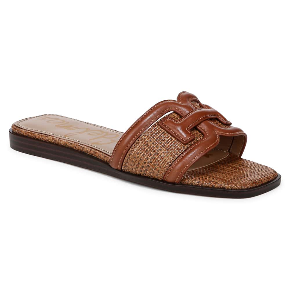 Irina Slide in Rich Cognac/cuoio Leather