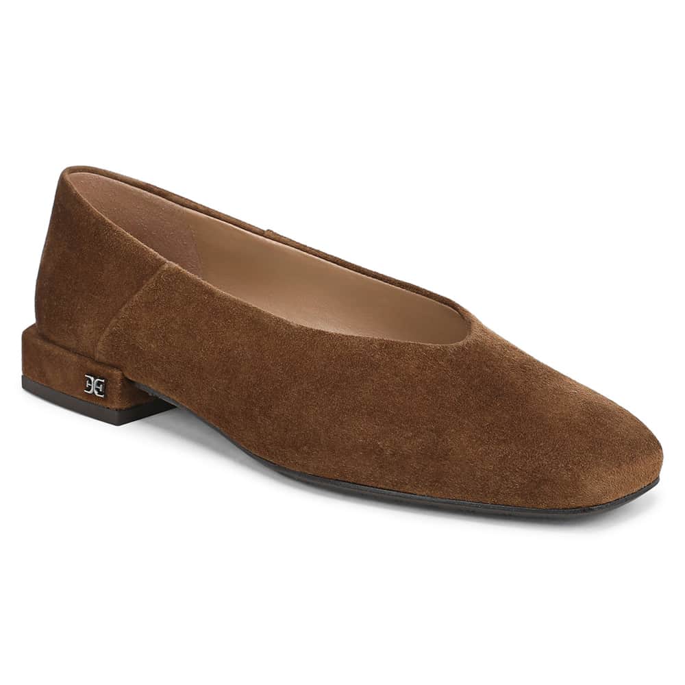 Kasey Ballet Flat in Warm Nutmeg Suede Leather