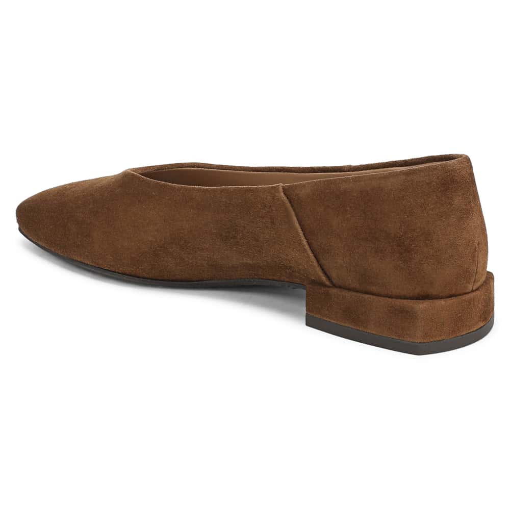 Kasey Ballet Flat in Warm Nutmeg Suede Leather