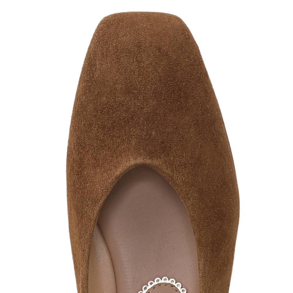 Kasey Ballet Flat in Warm Nutmeg Suede Leather