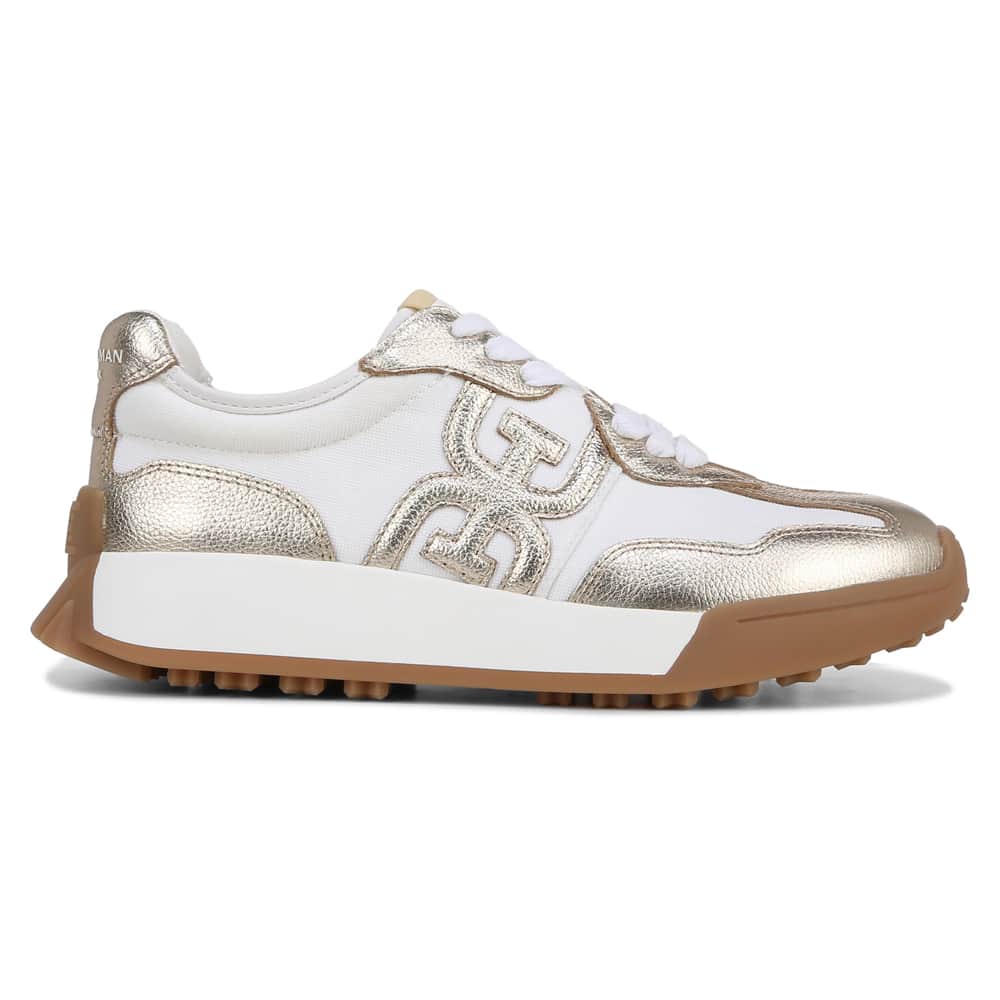 Langley Sneaker in Off White/molten Gold Leather