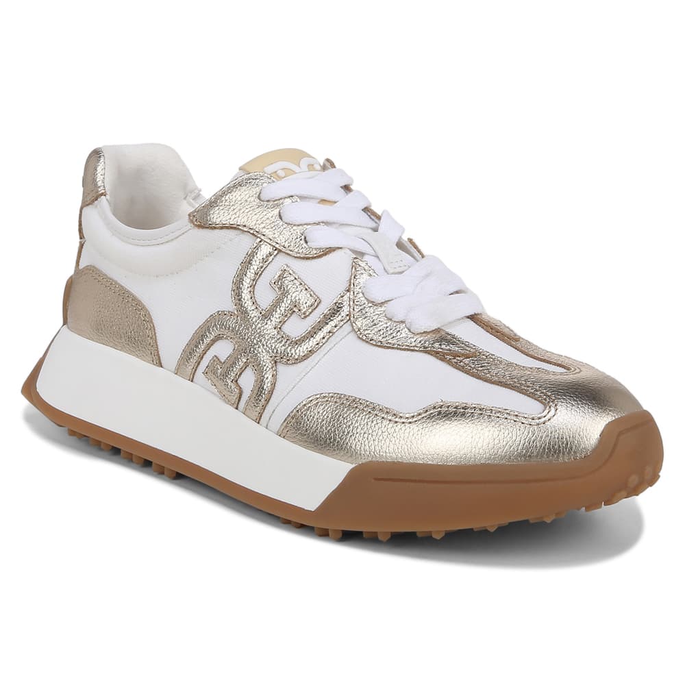 Langley Sneaker in Off White/molten Gold Leather