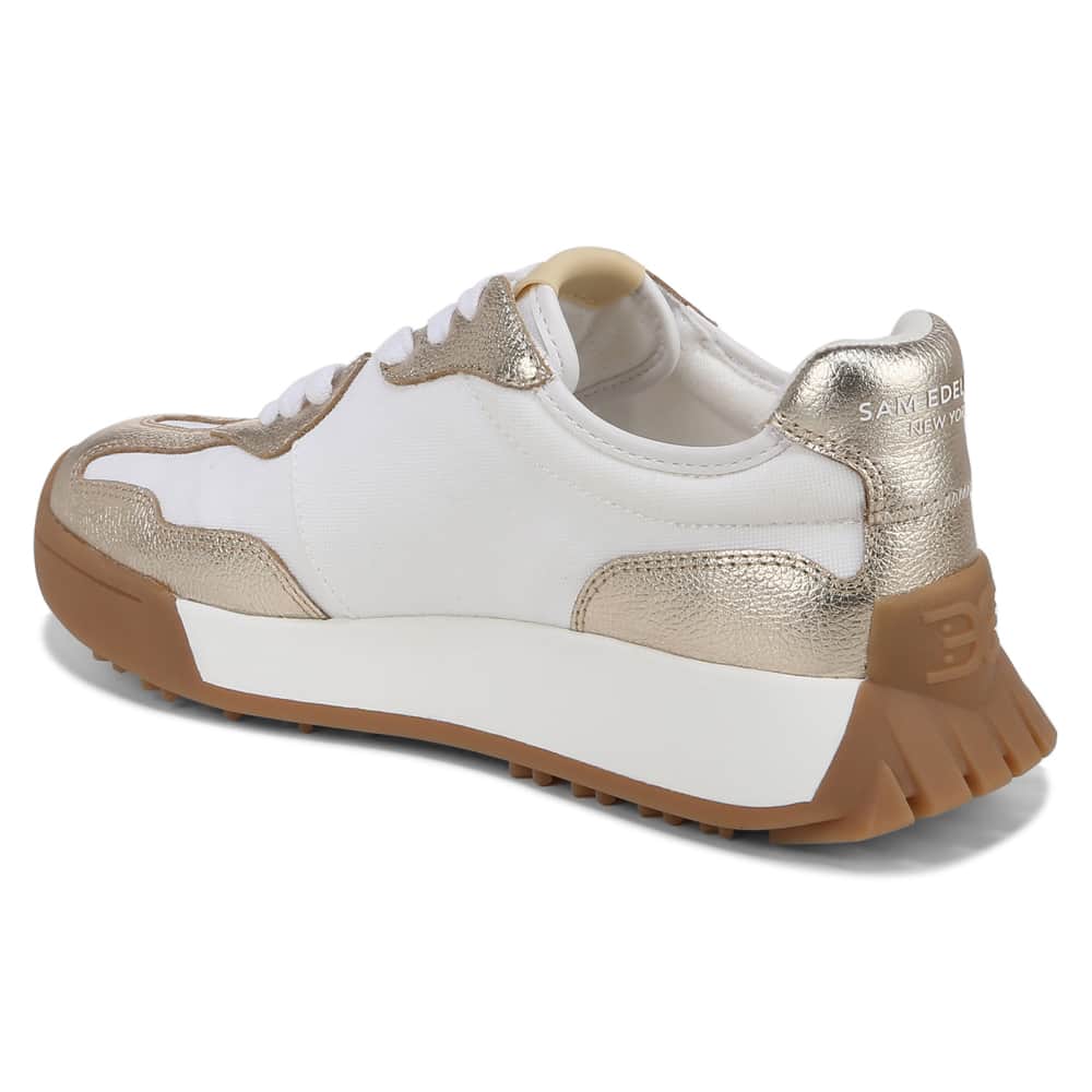 Langley Sneaker in Off White/molten Gold Leather