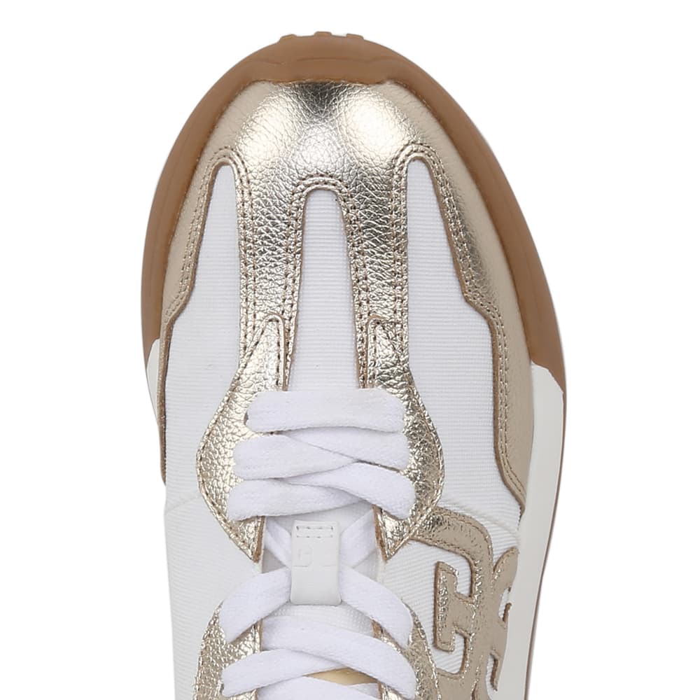Langley Sneaker in Off White/molten Gold Leather