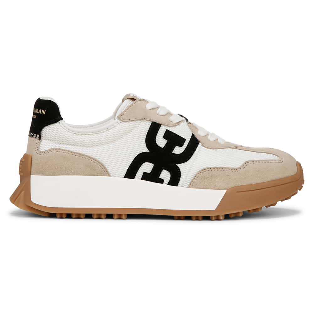 Langley Sneaker in White/tan/black Suede Suede
