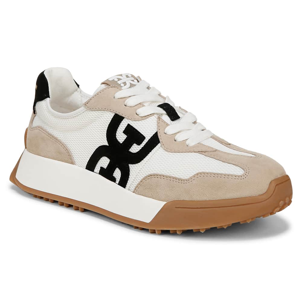 Langley Sneaker in White/tan/black Suede Suede