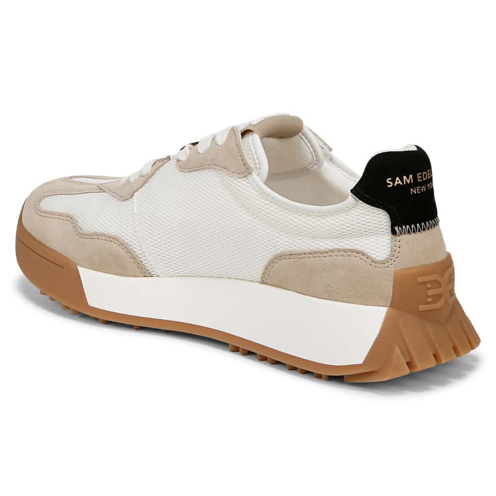 Langley Sneaker in White/tan/black Suede Suede