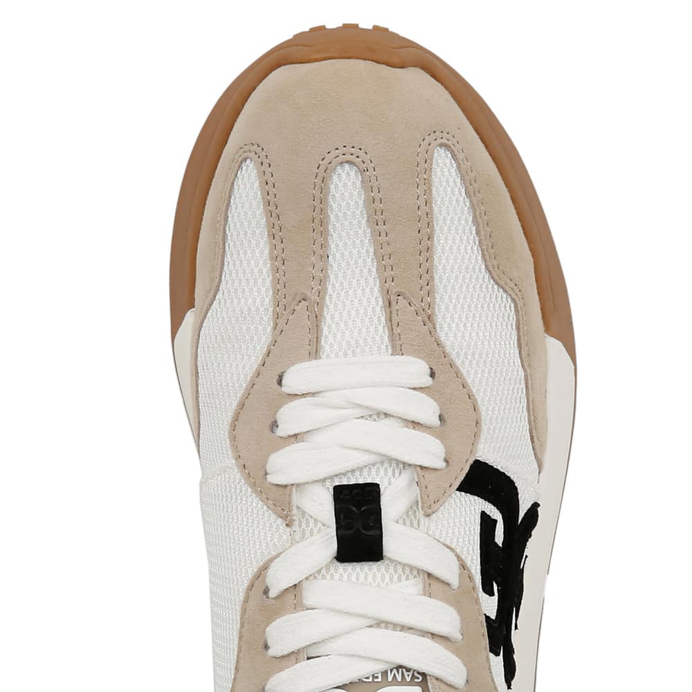 Langley Sneaker in White/tan/black Suede Suede