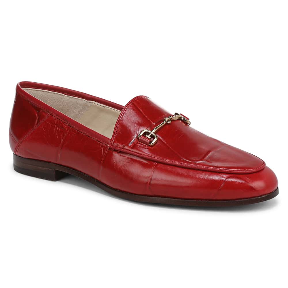 Loraine Loafer in Deep Scarlet Croc Leather
