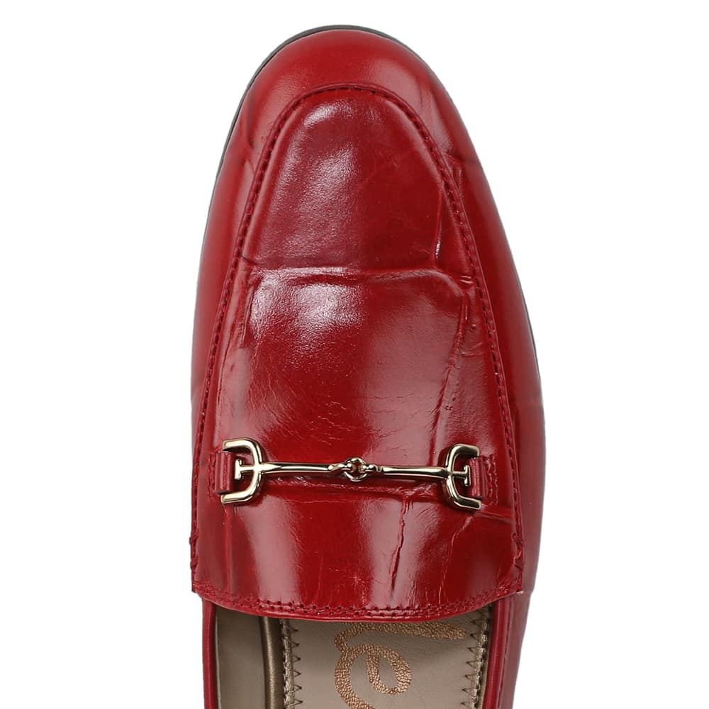 Loraine Loafer in Deep Scarlet Croc Leather