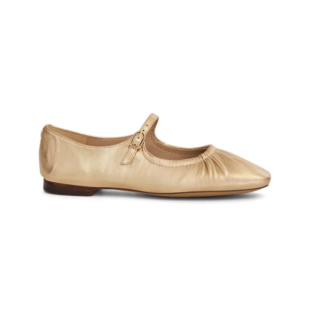 Micah Ballet Flat in Gold Quartz Glove Leather