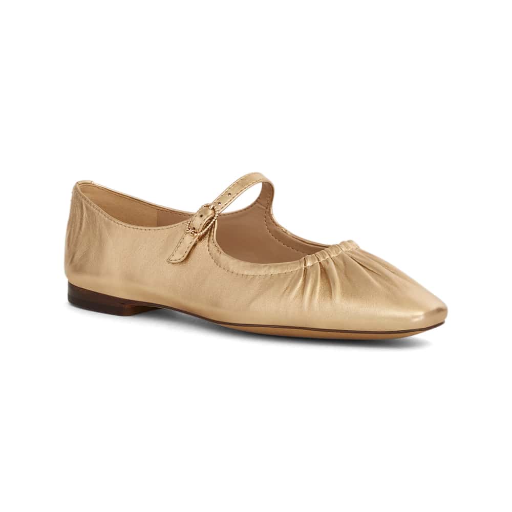 Micah Ballet Flat in Gold Quartz Glove Leather