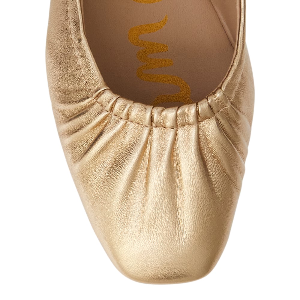 Micah Ballet Flat in Gold Quartz Glove Leather