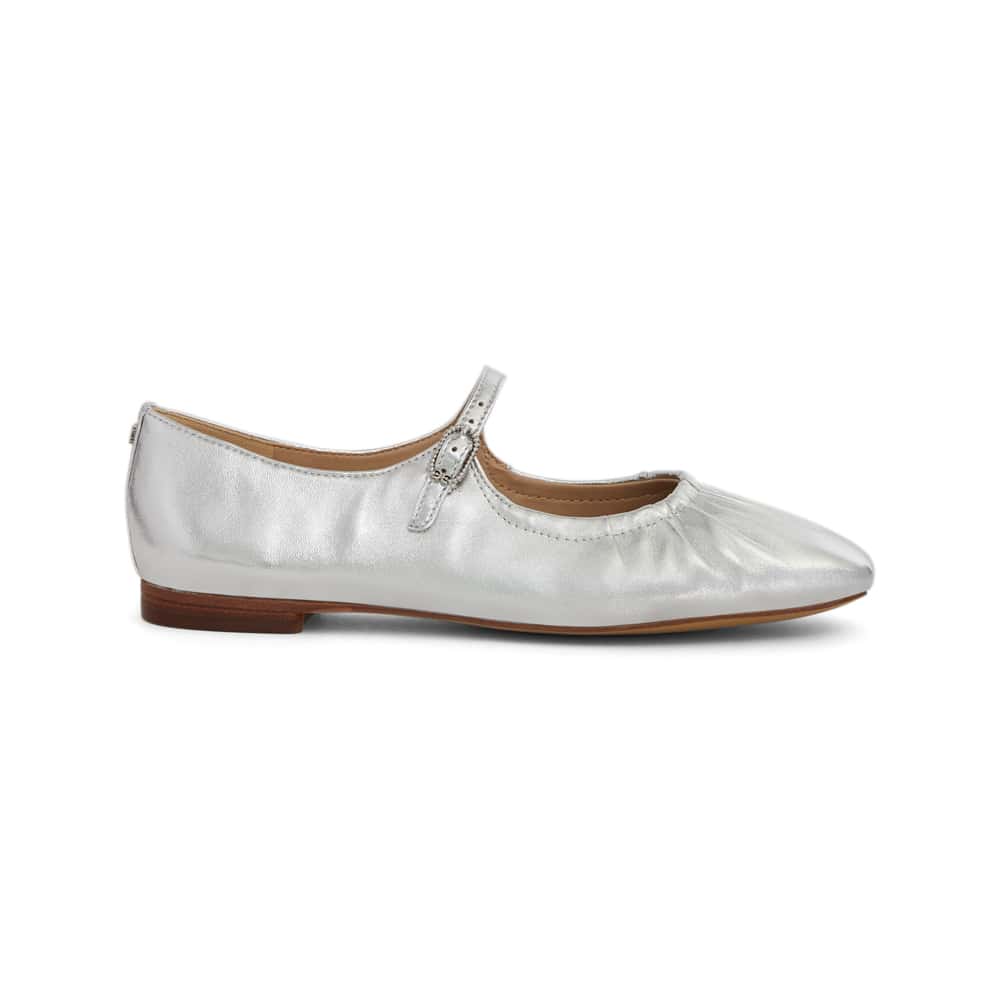 Micah Ballet Flat in Soft Silver Glove Leather