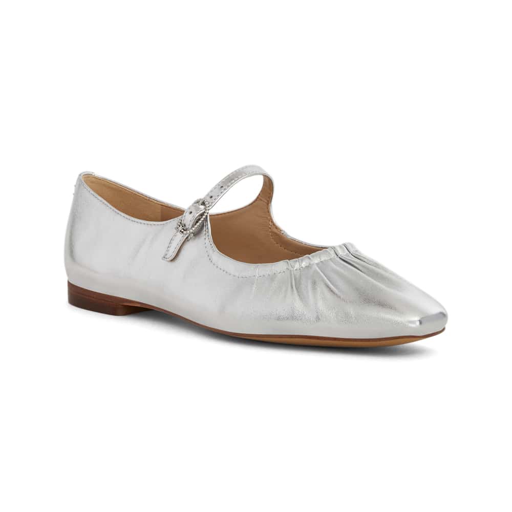 Micah Ballet Flat in Soft Silver Glove Leather