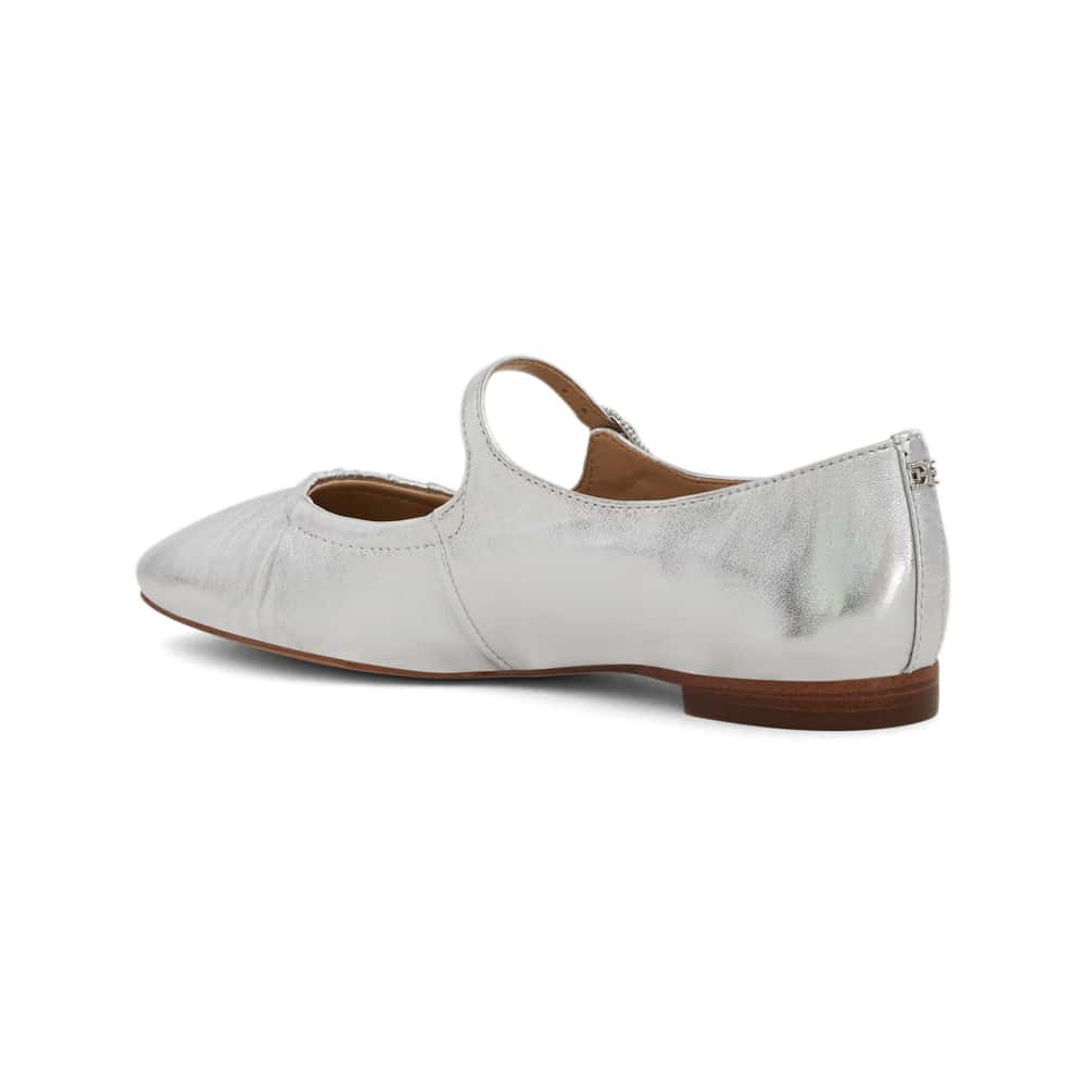 Micah Ballet Flat in Soft Silver Glove Leather