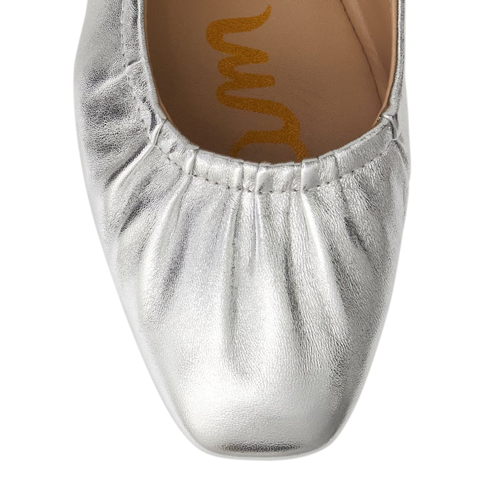 Micah Ballet Flat in Soft Silver Glove Leather