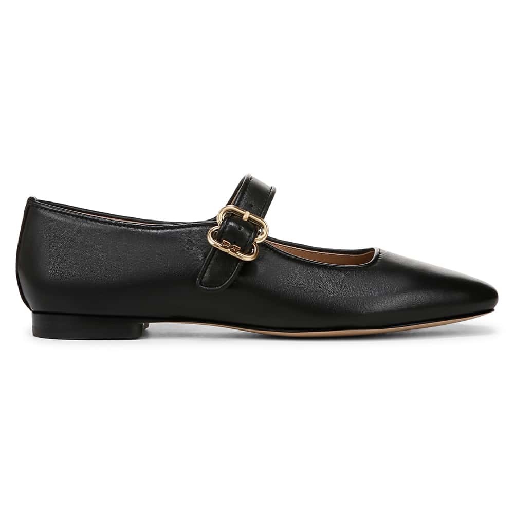 Michaela Ballet Flat in Black Leather
