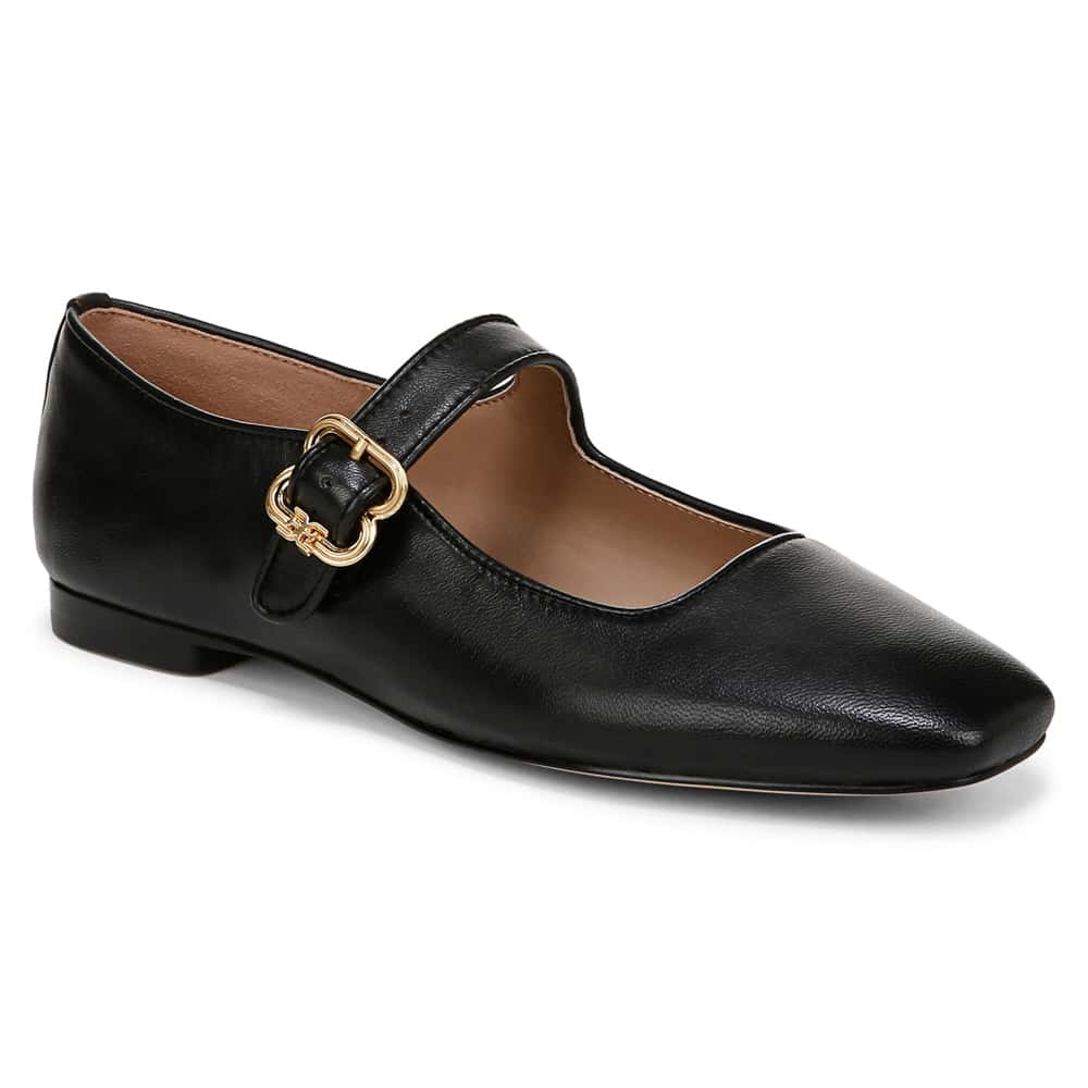 Michaela Ballet Flat in Black Leather