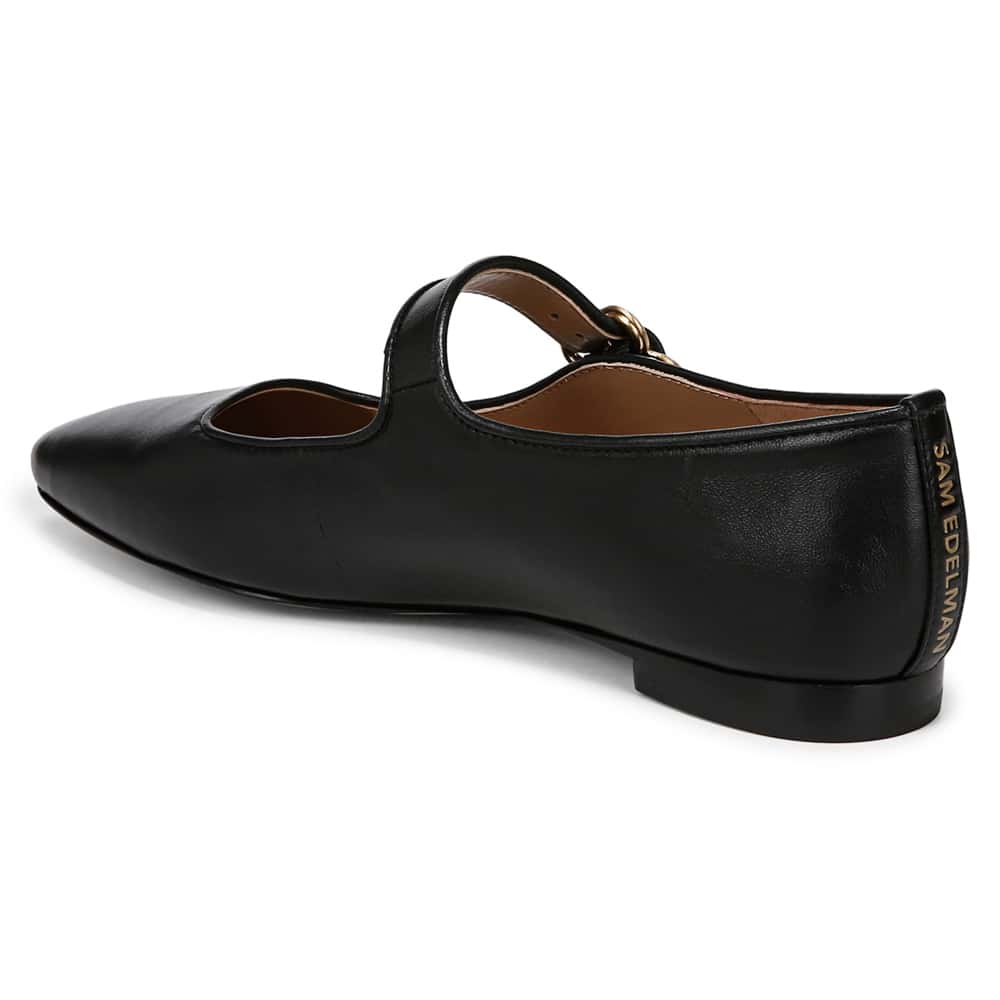 Michaela Ballet Flat in Black Leather