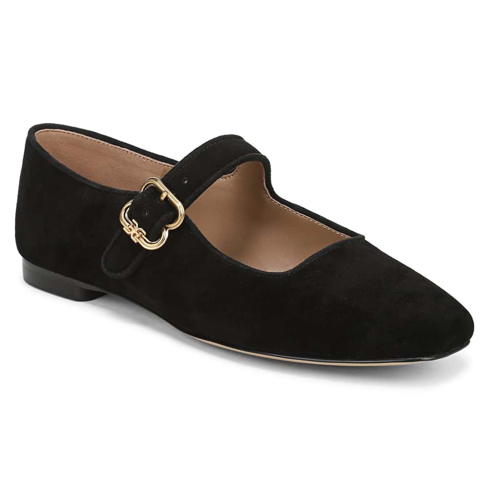 Michaela Ballet Flat in Black Suede