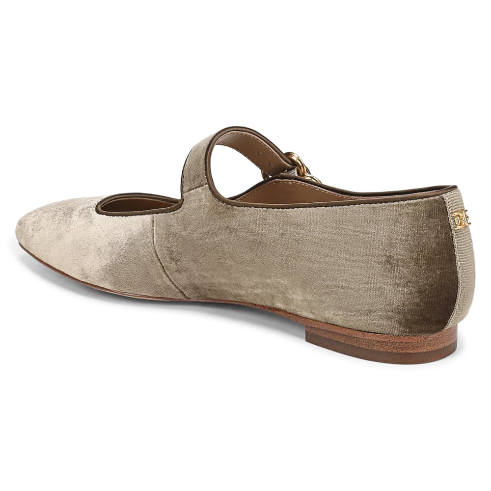 Michaela Ballet Flat in Dark Silver Sage Velvet Velvet