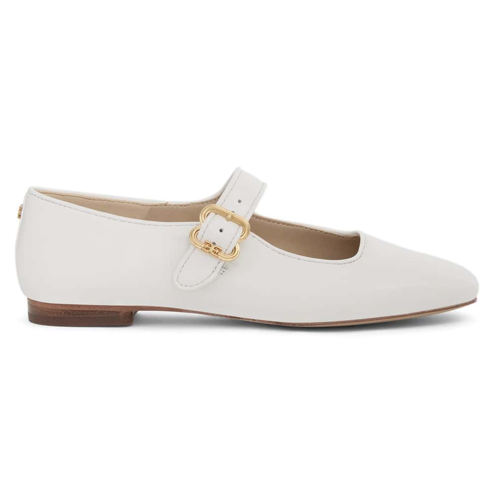 Michaela Ballet Flat in Bright White  Leather