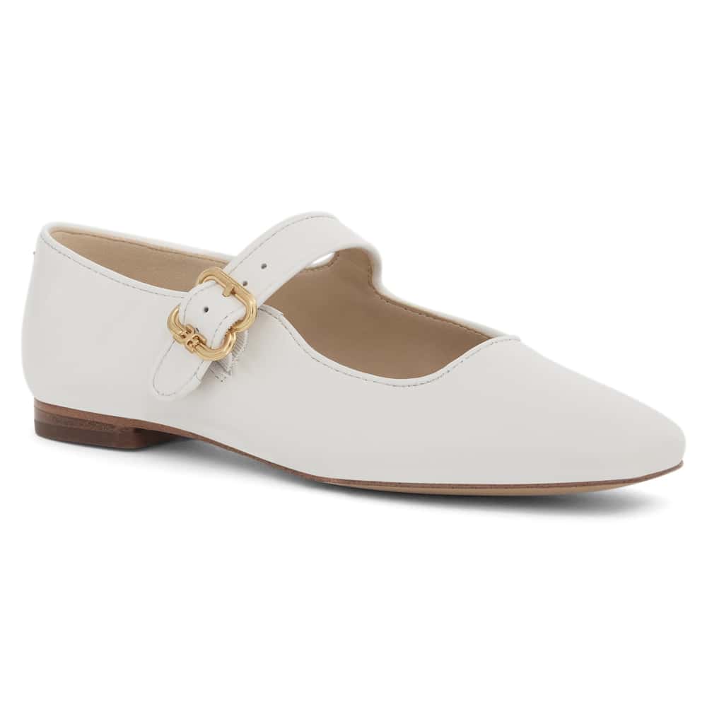 Michaela Ballet Flat in Bright White  Leather