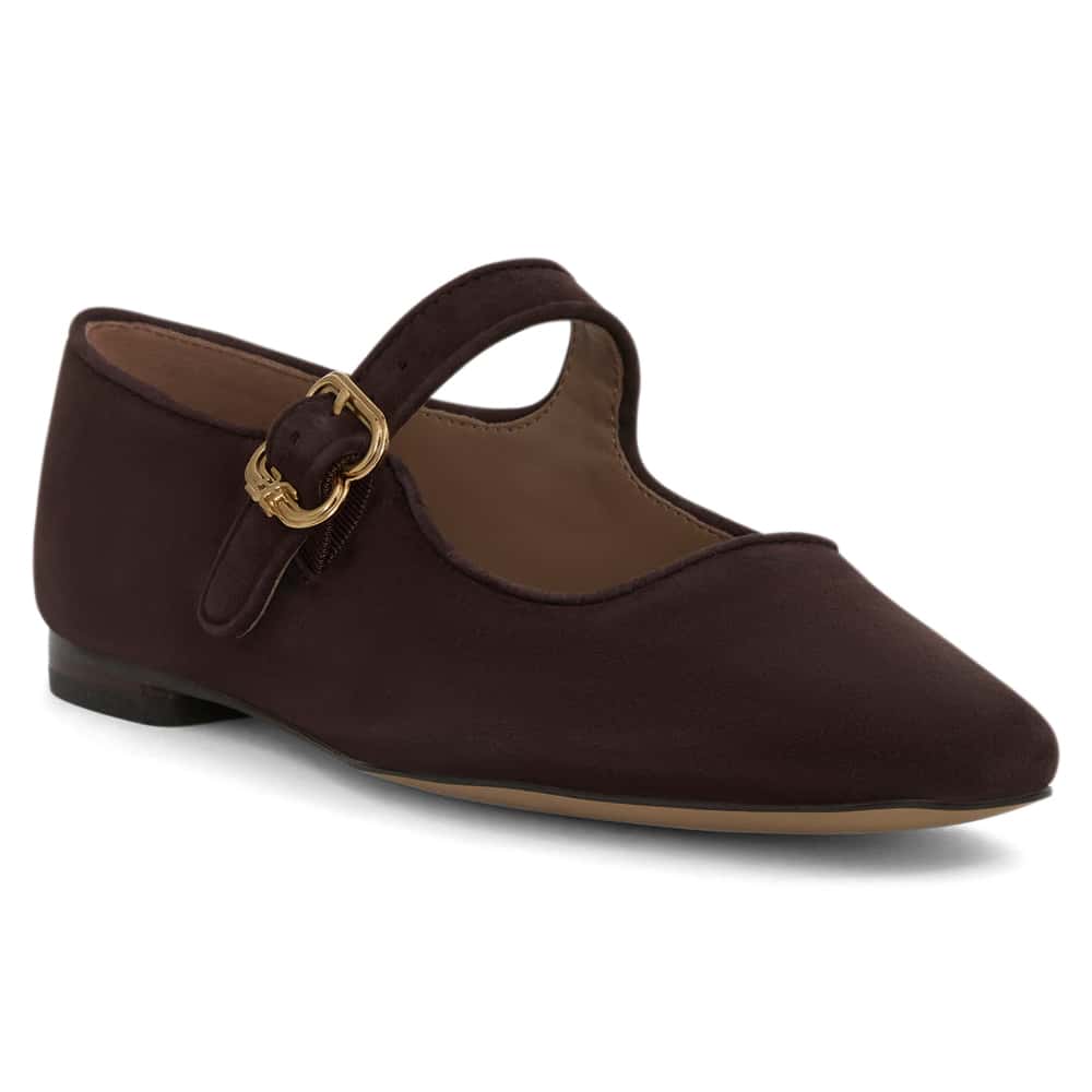 Michaela Ballet Flat in CafÉ Noir Suede Suede