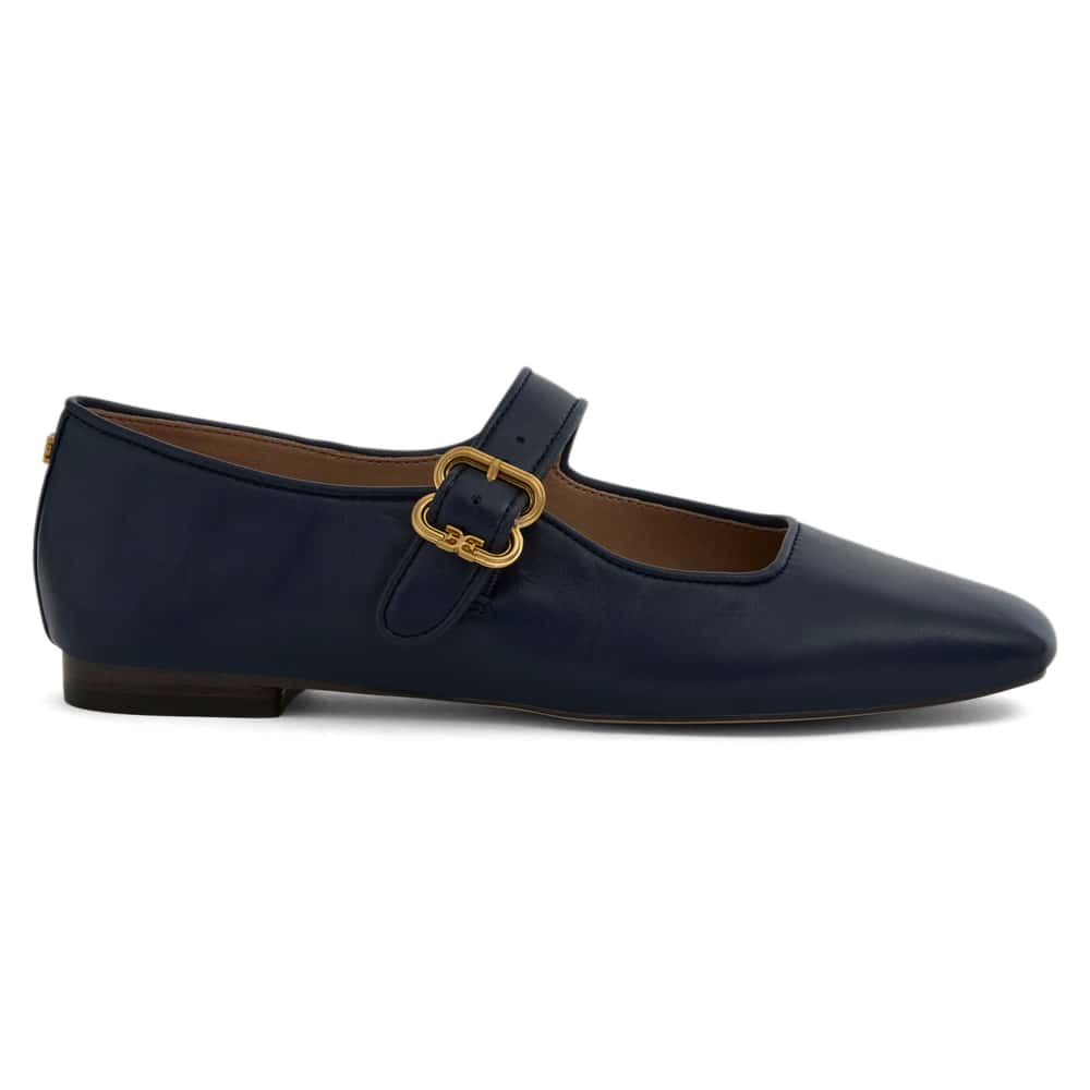 Michaela Ballet Flat in Hudson Navy Glove Leather