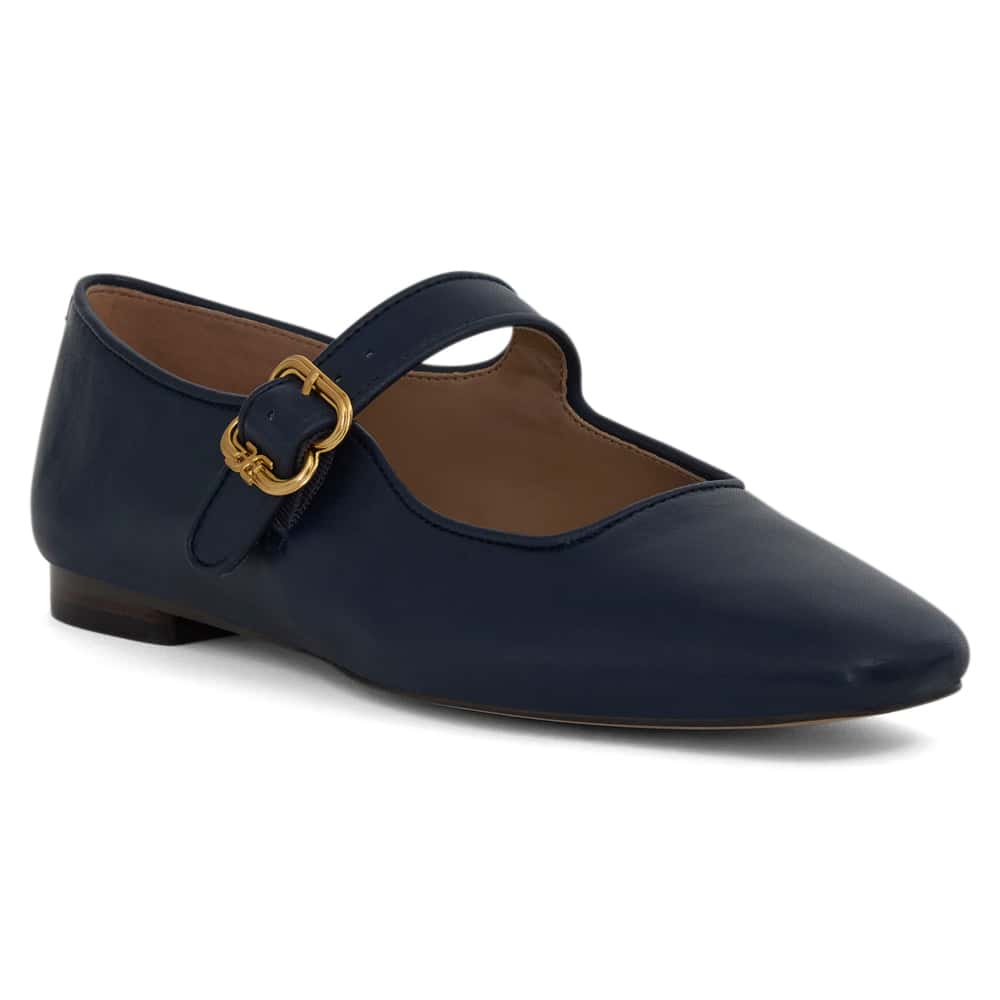 Michaela Ballet Flat in Hudson Navy Glove Leather