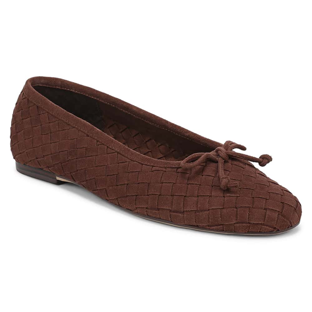 Ruthie Ballet Flat in Java Brown Suede Suede