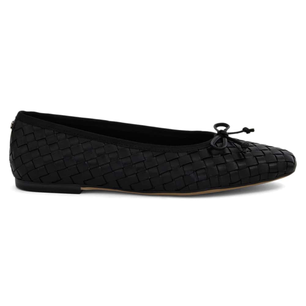 Ruthie Ballet Flat in Black Leather